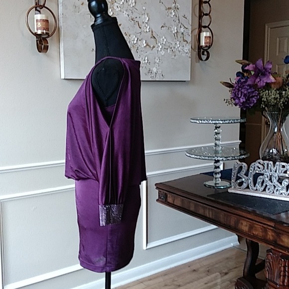 Purple Embellished Cocktail Mini Dress By B Darlin. Size XS 1/2 - Picture 7 of 17